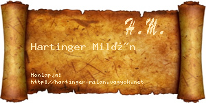 Hartinger Milán névjegykártya